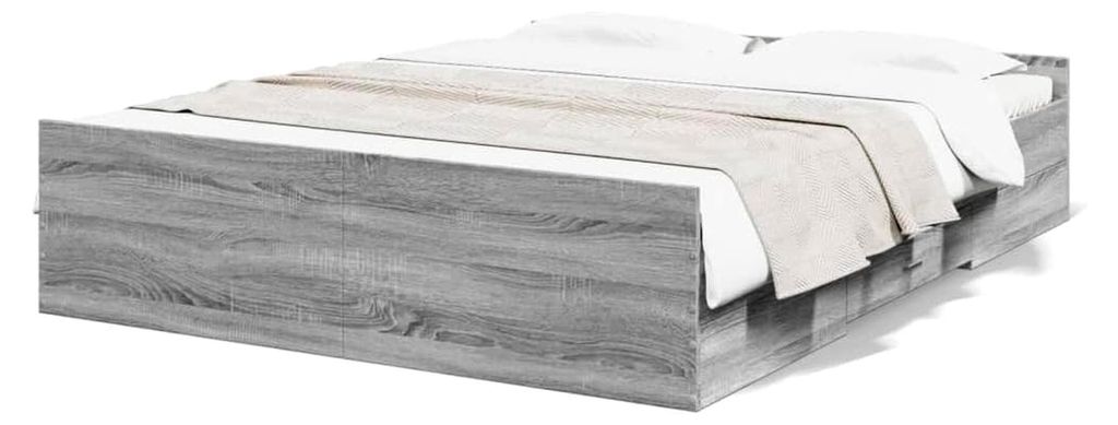 Bettgestell mit Schubladen Grau Sonoma 140x200 cm