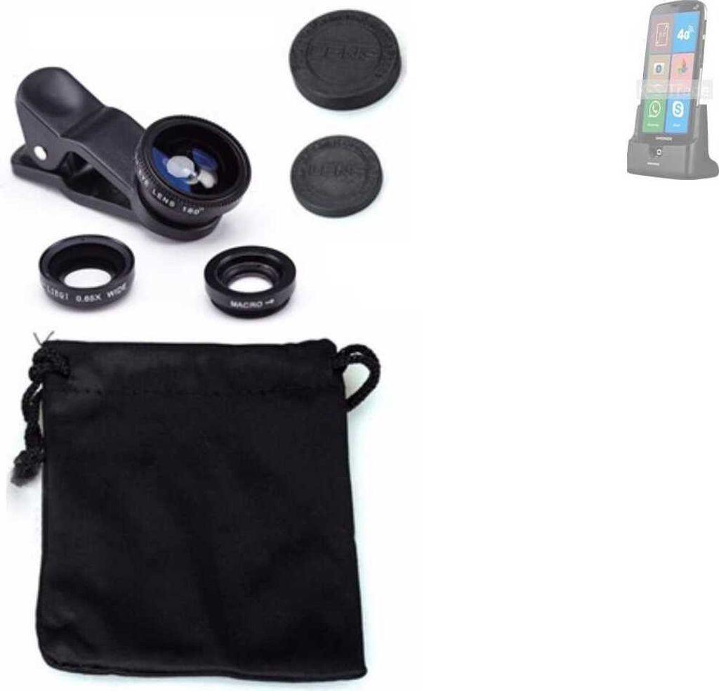 K-S-Trade Smartphone Kamera Linsen Set Kompatibel mit Brondi Amico Smartphone XS 3in1 Clip-On Kamera Adapter Macro Weitwinkel FishEye Fischauge