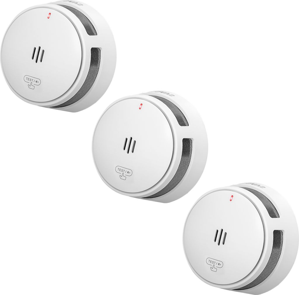 SAVS S10 Rauchmelder 3 Stück - 10 Jahre Batterie - Kompaktes Design - Entspricht der europäischen Norm - Infrarotsensor - Brandalarm