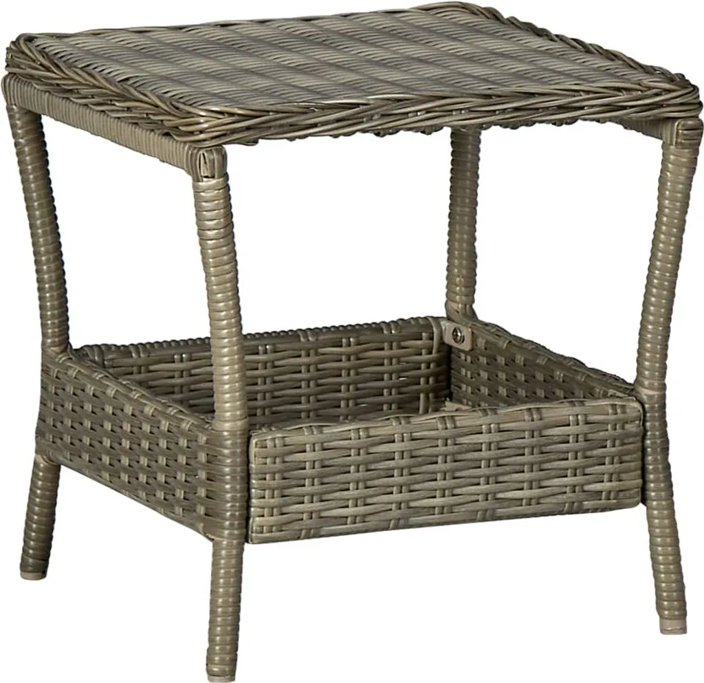 Table d'appoint extérieure en poly rotin marron durable de 45x45x46 cm