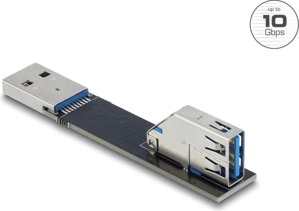 Delock USB 10 Gbps Adapter USB Typ-A Buchse zu Stecker gedreht 90° oben
