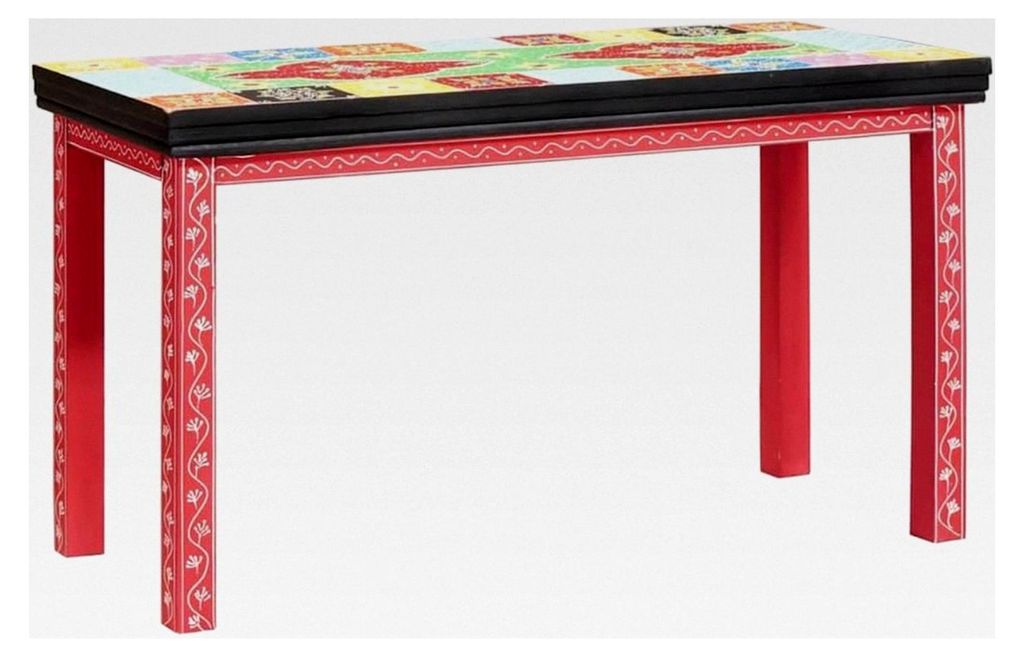 Beistelltisch Set 2-teilig, Mehrfarbig, aus massivem Mangoholz, Nachttische für Schlafzimmer und Wohnzimmer, 90x40x50 cm