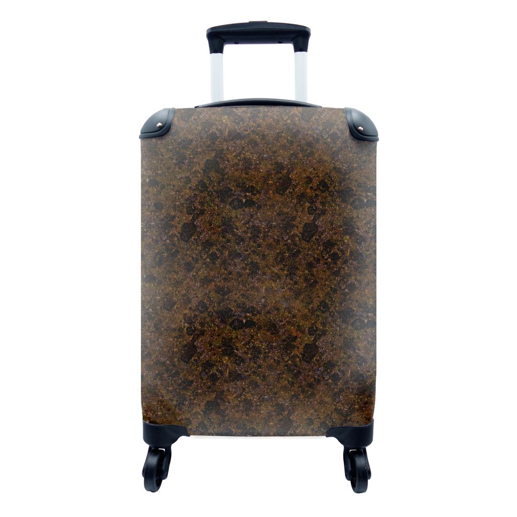 MuchoWow Koffer Handgepäck Trolley Rollkoffer Kleine Reisekoffer mit 4 Rollen - Gold - Rost - Granit - Muster - Cabin Size < 55x40x23 cm & 55x40...