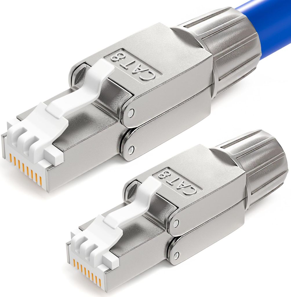 hb-digital Netzwerk Steckverbinder CAT 8 RJ45 LSA STP Zinklegierung schmal 2 Stk.