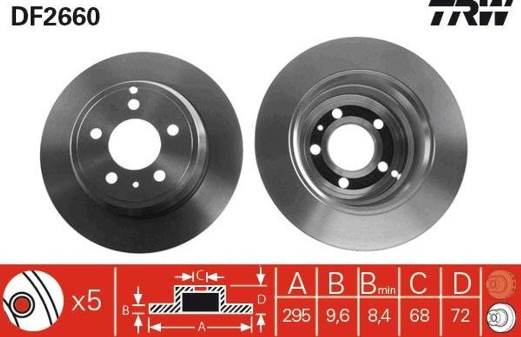 TRW DF2660 Bremsscheibe OE 9140144 kompatibel mit 850, C70, S70, V70