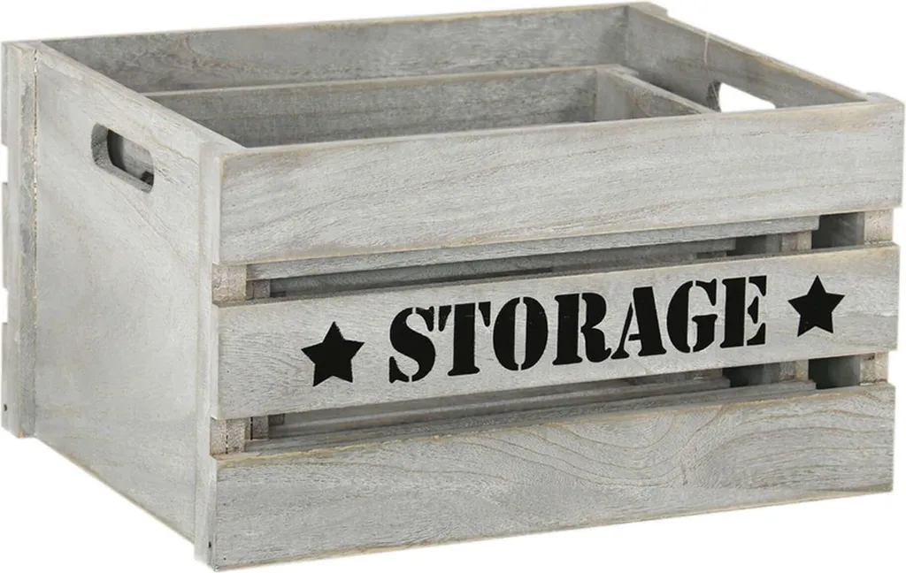 MilaniHome.it - Set Di 3 Cassette In Legno Di Design Industrial Stile Moderno Con Decoro , G.40x31x22/M.34x25x18/P.28x19x14di coloreGrigio