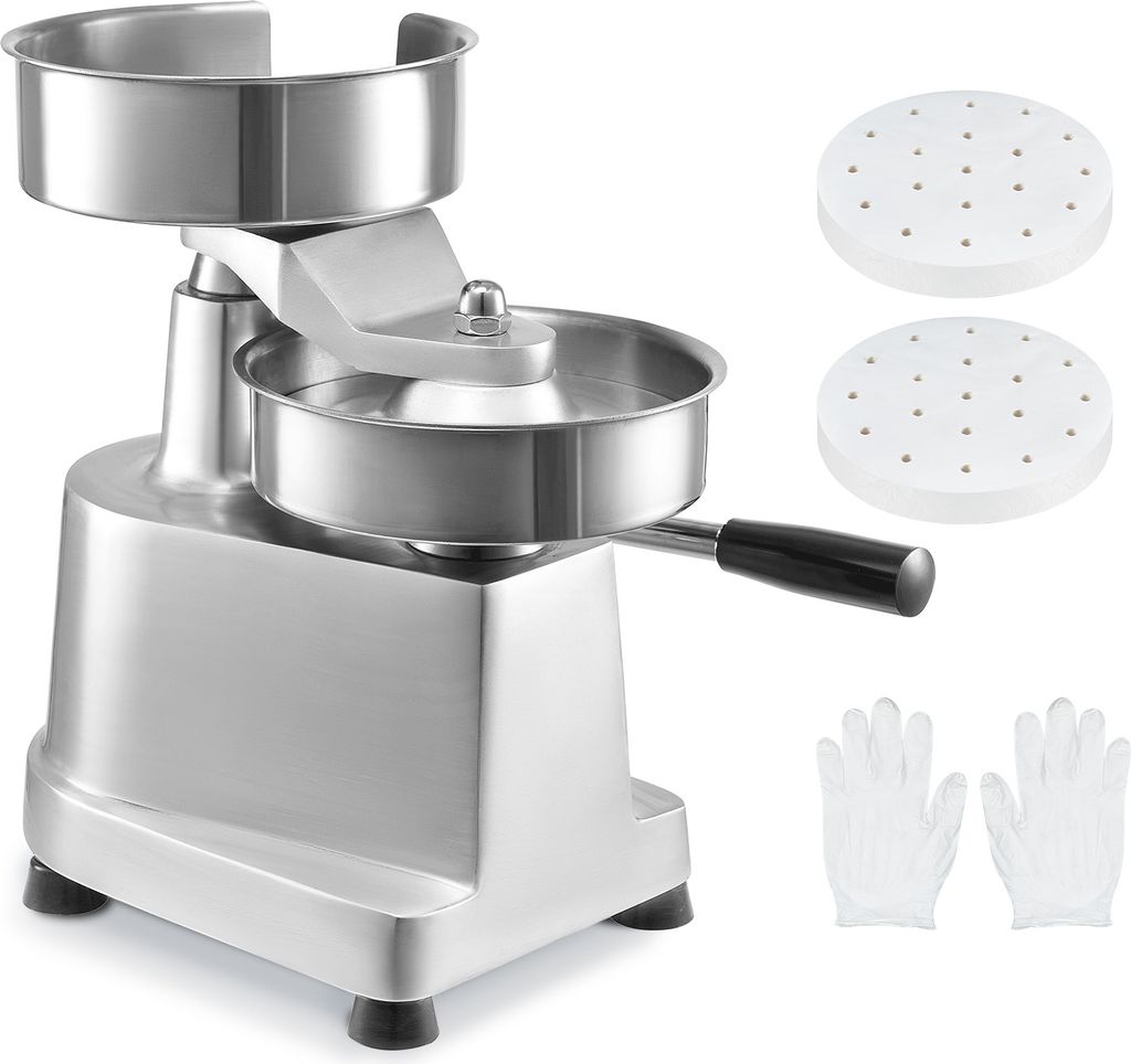 SucceBuy 6inch Commercial Burger Patty Maker, Rindfleisch Patty Presse, Heavy Duty, Küche, 110V, Edelstahl/Silber, 1000 Papiere