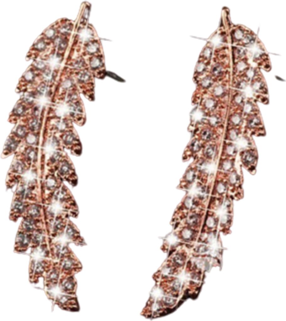 Damen-Ohrstecker, modisch, Blatt-Strass-Intarsien, romantischer Schmuck, Geschenk-Roségold