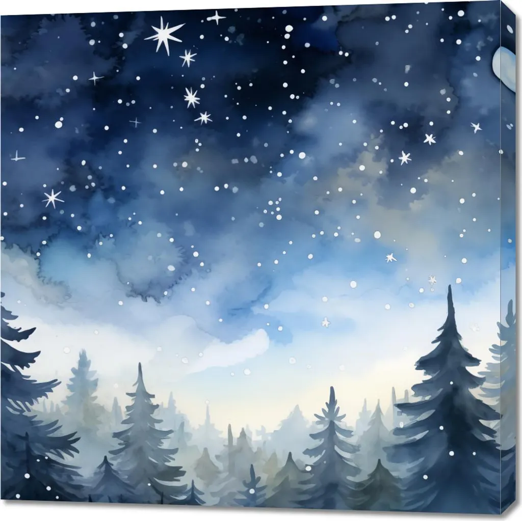 Quadro 90x90 cm Bosco misterioso al tramonto