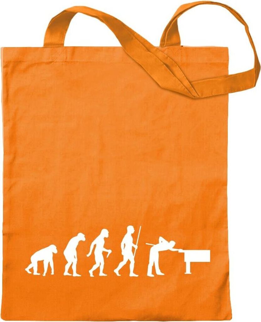 Kiwistar - Baumwolltasche - mandarin - Billard Pool Evolution - Tragetasche Stoffbeutel Umhängetasche langer Henkel