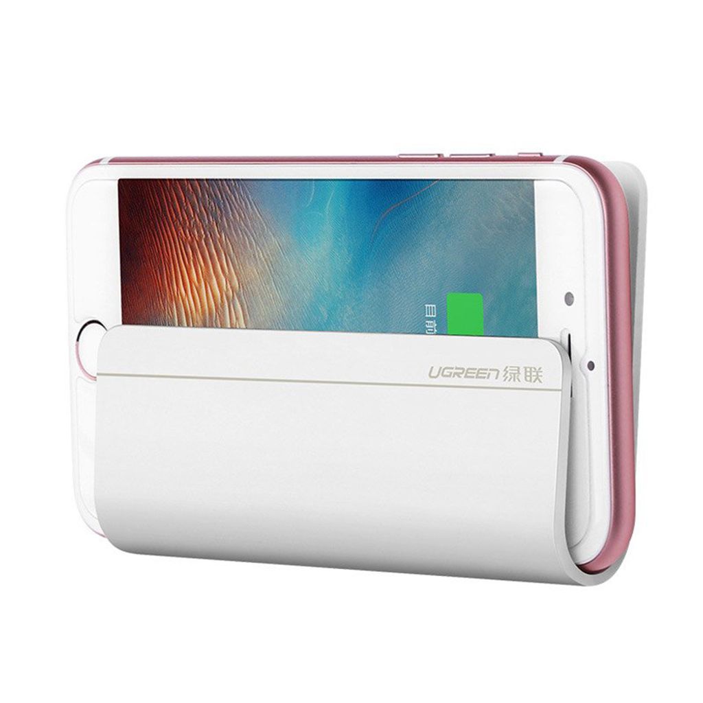 A white and pink smartphone charging wall mount is shown against a white background.