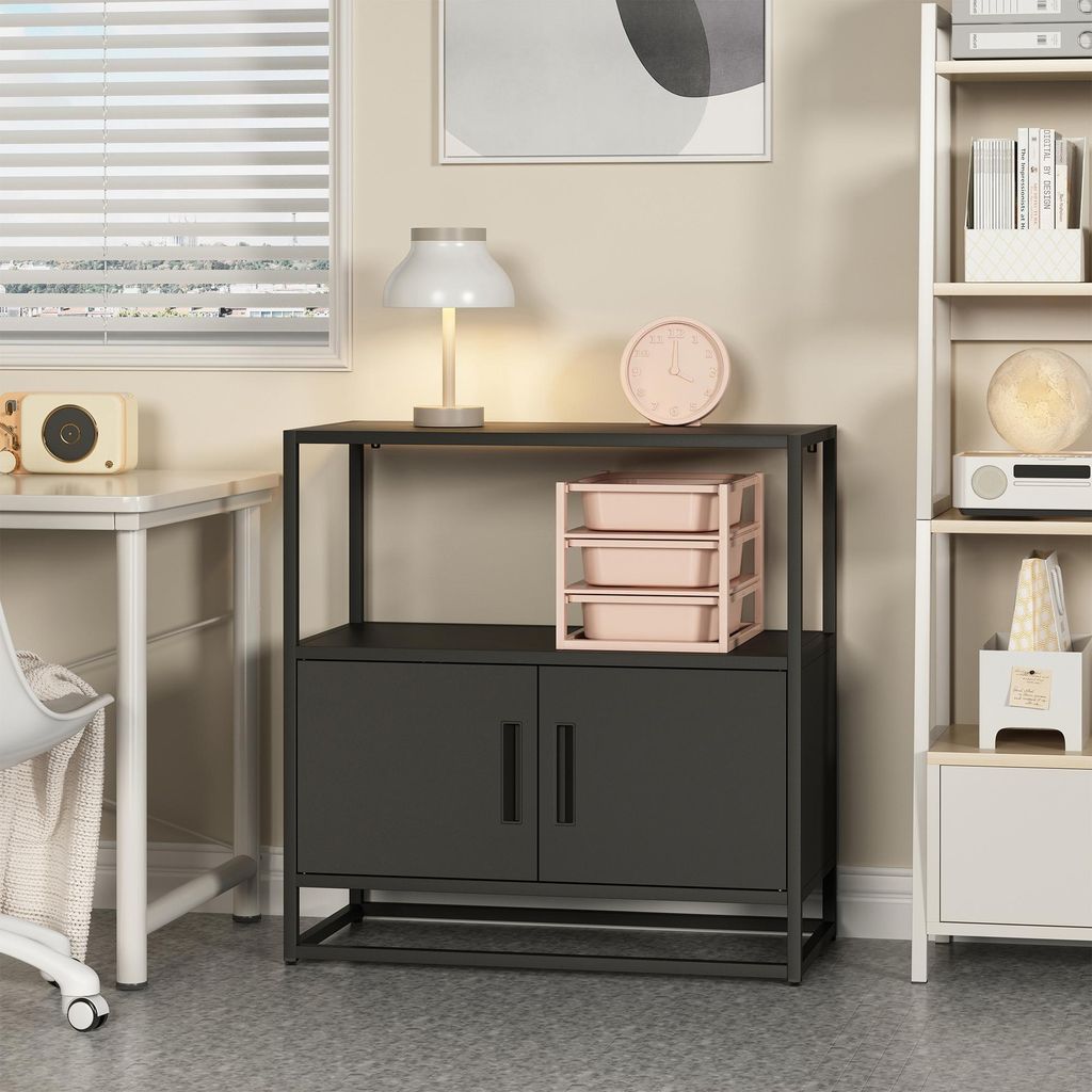 Aktenschrank 'Hailuoto' 80 x 40 x 82 cm Stahl Schwarz Produktbild 