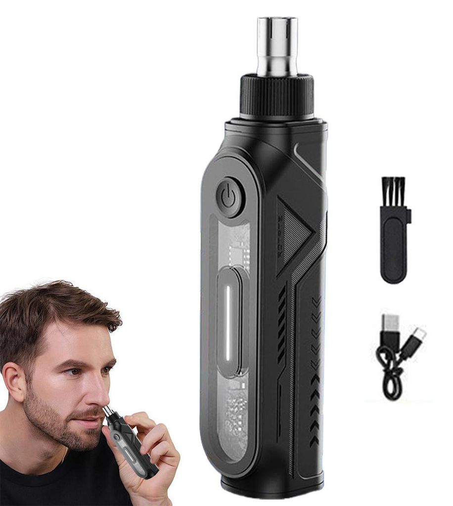 Elektrischer Nasenhaartrimmer 5 in 1, leise, USB-C wiederaufladbar, Multifunktion für Nase, Ohren & Augenbrauen, Edelstahl Klinge, waschbar