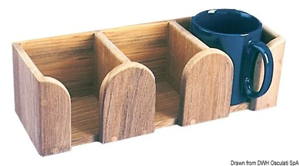 Présentoir à tasses en teck 3 places - Rangement plan de travail cuisine