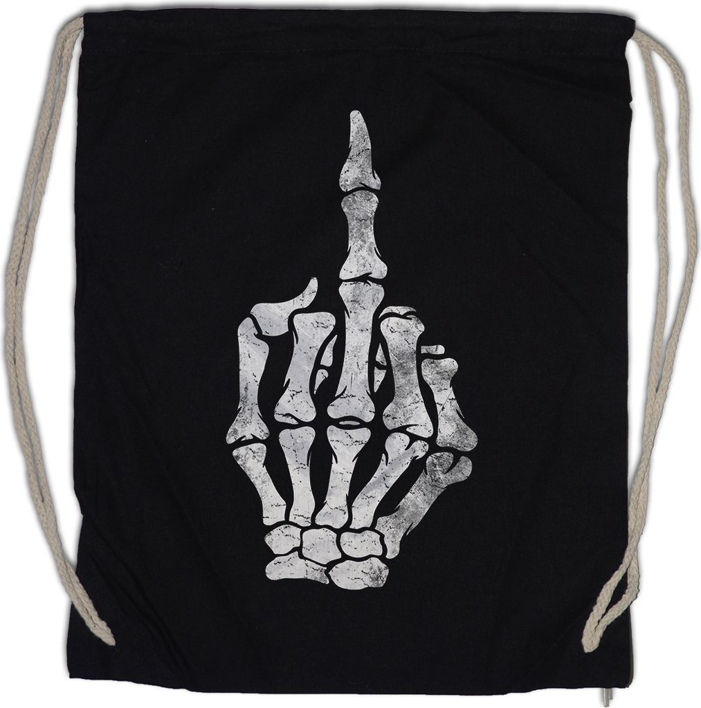 Urban Backwoods Skeleton Middle Finger, Turnbeutel, Farbe: Schwarz