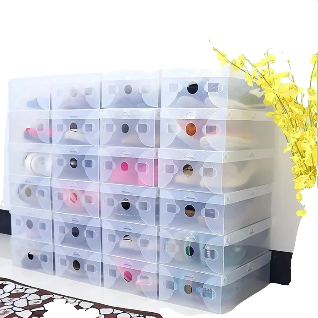 Contenitore per scarpe, design salvaspazio, organizzazione impilabile, BIANCO