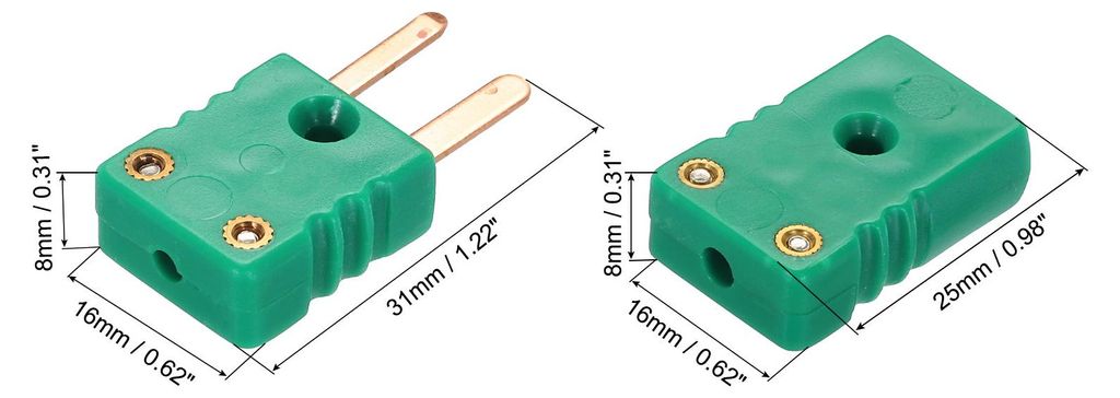 R/S-Typ Thermoelement Drahtverbinder Buchse Stecker Adapter Hohe Temperatur 200¡ãC (392¡ãF) fš¹r Thermoelement-Sensorsonde Dunkelgrš¹n 2er Set