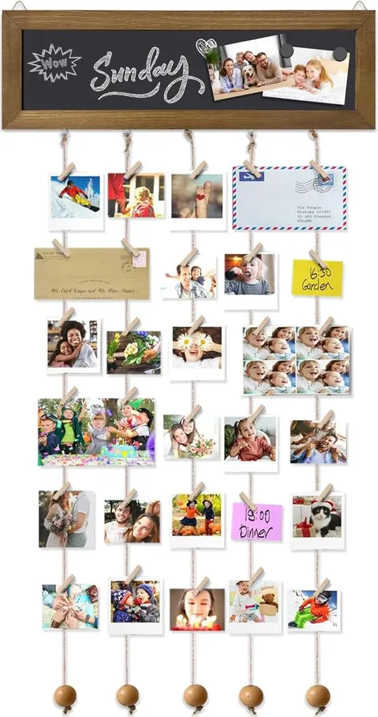 Pêle-mêle photo mural en bois - Ensemble de 5 cadres DIY beige naturel