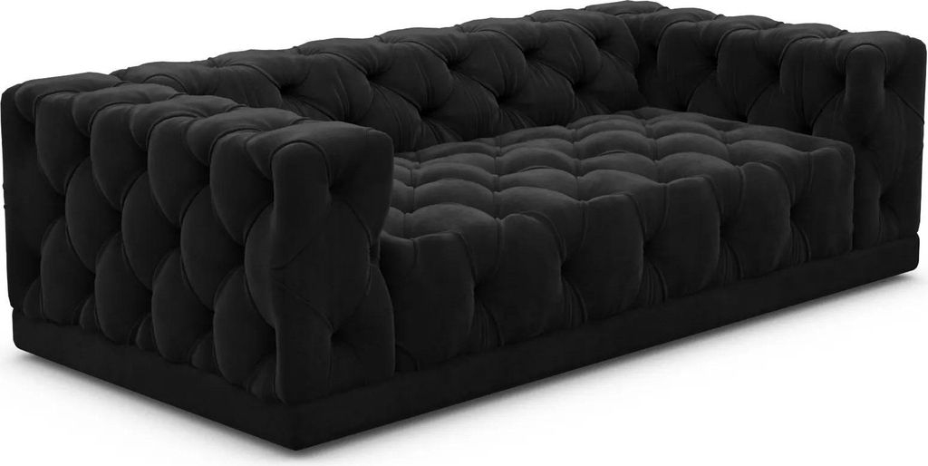 Samtstoff 3-Sitzer Couch Meliva Schwarz