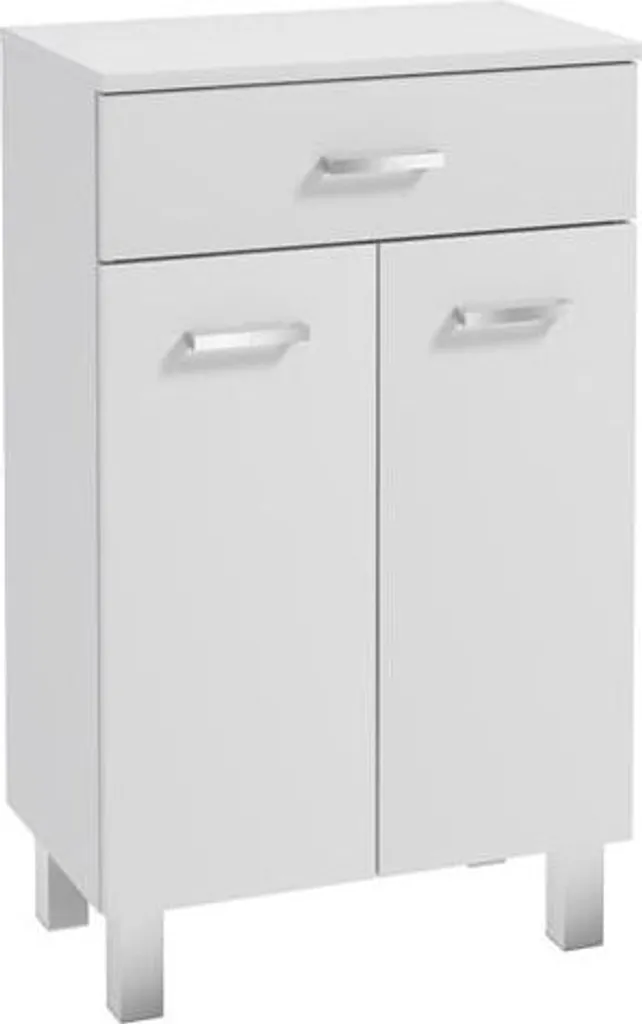 Armoire de Toilette 85 cm Plan Laqué Blanc Design Étroit Modèle Mea