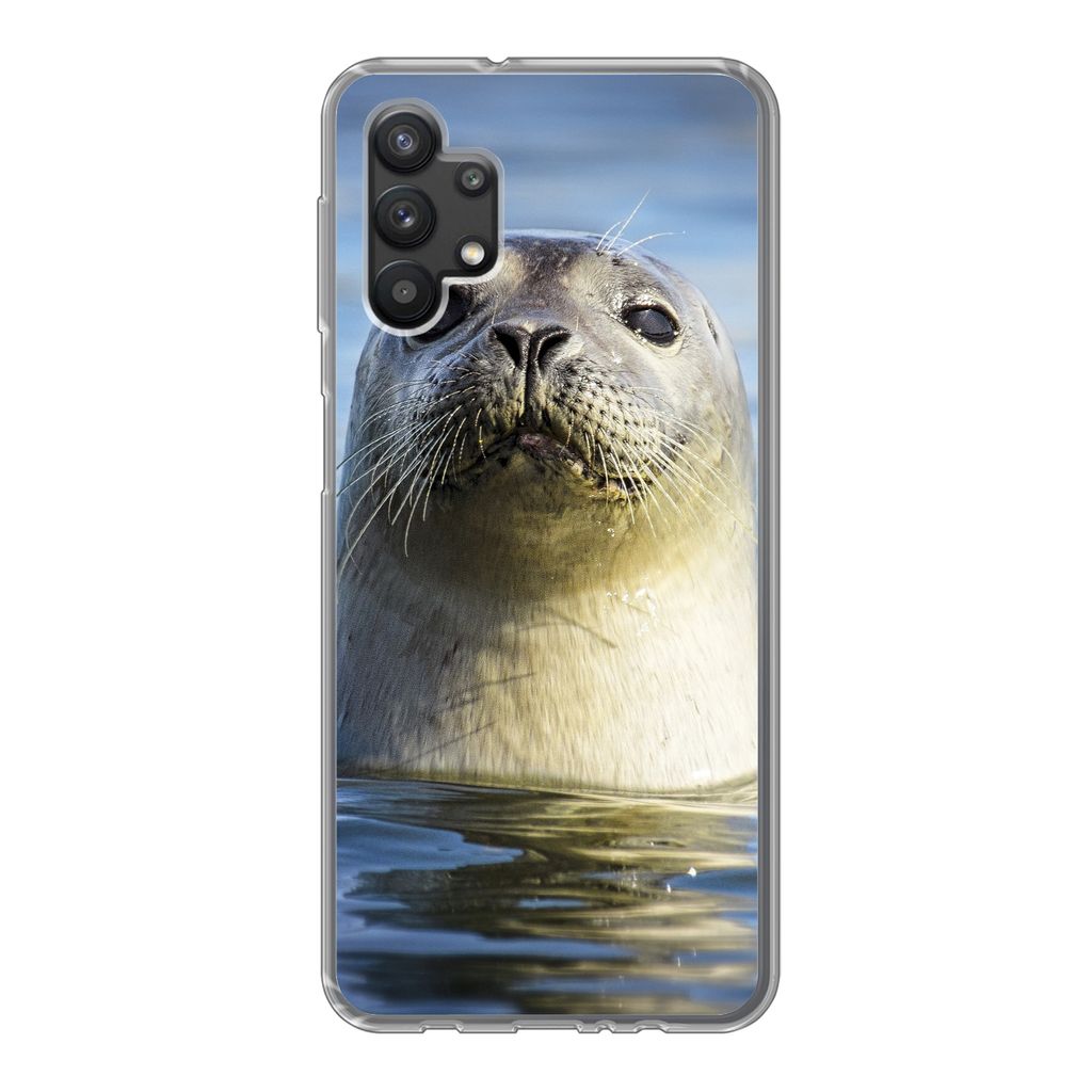 MuchoWow Handyhülle Schutzhülle Hülle für Samsung Galaxy A32 5G Siegel - Porträt - Wasser Silikon Softcase Handy Hülle - Softcase