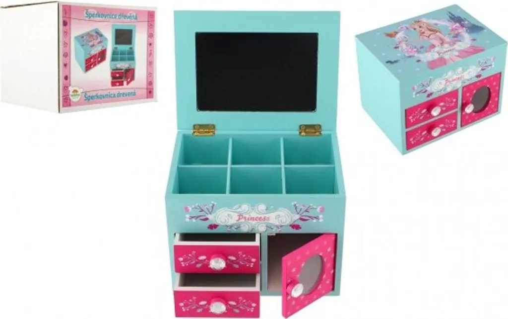 Portagioie Princess Legno 3 Cassetti con Specchio | Vendita Online