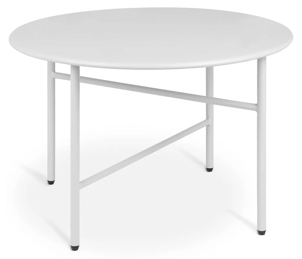 Table basse de jardin ronde blanche 53cm, guéridon extérieur Bomoe Finn