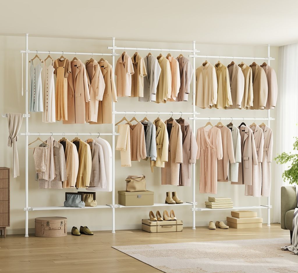 SONGMICS Kleiderständer deckenhoch, 3-stufige Garderobe, Produktbild 1