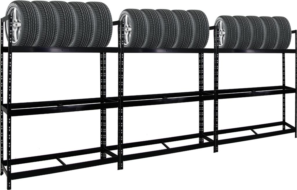 Mega Deal | 3x Reifenregal Tiger XL | HxBxT 200x150x45 cm | 300kg Fachlast | bis zu 54 Reifen | Schwarz