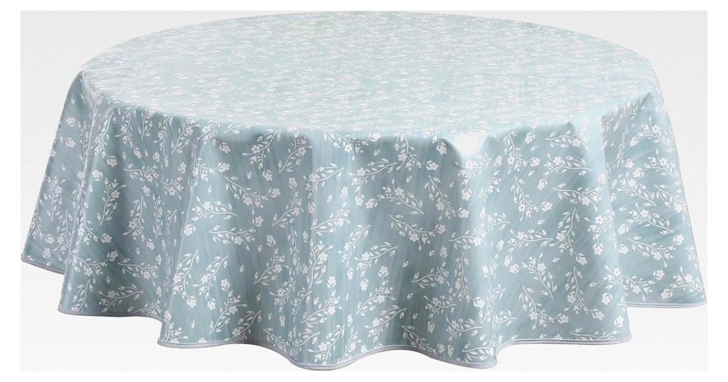 Runde Wachstuchtischdecke abwaschbar 155 cm Entenei blau grün