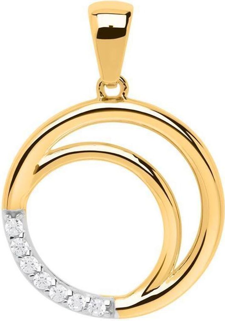 Anhänger Kreis mit Zirkonia- Mondsichel aus echtem 333er Gold GP0269