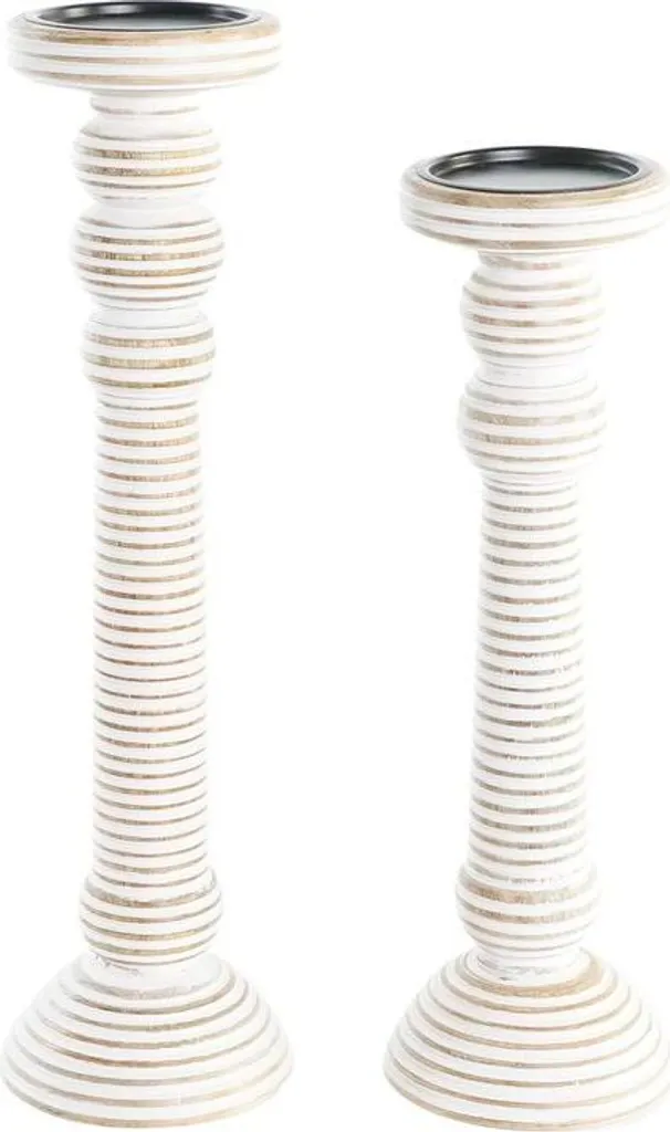 Lustre DKD Home Decor Blanc en Fer et Bois avec Poignée 15x15x53 cm