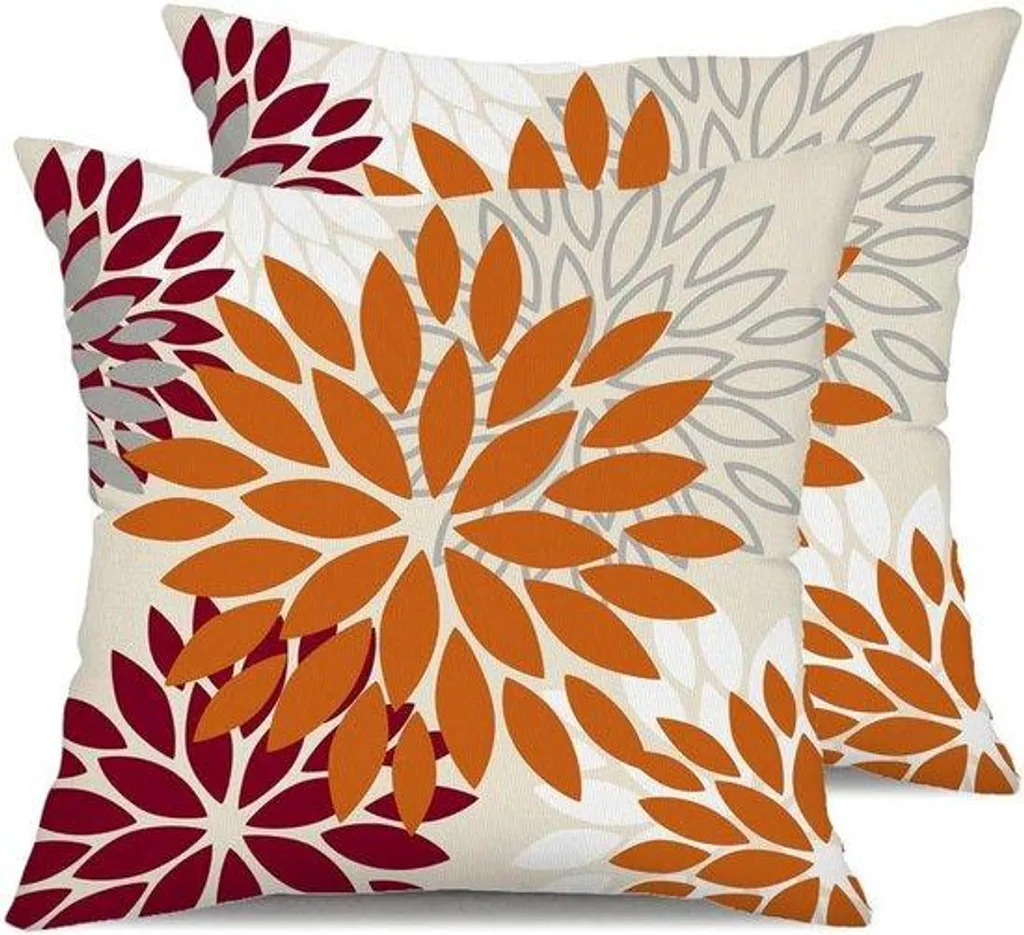 Coussins d'extérieur imperméables 50x50 cm - Décoration Orange-bordeaux