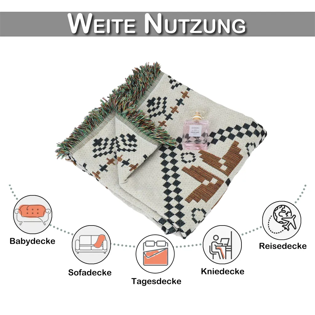 Telo Copridivano Boho 180x230 | Coperta Resistente Lavabile Deco - 10