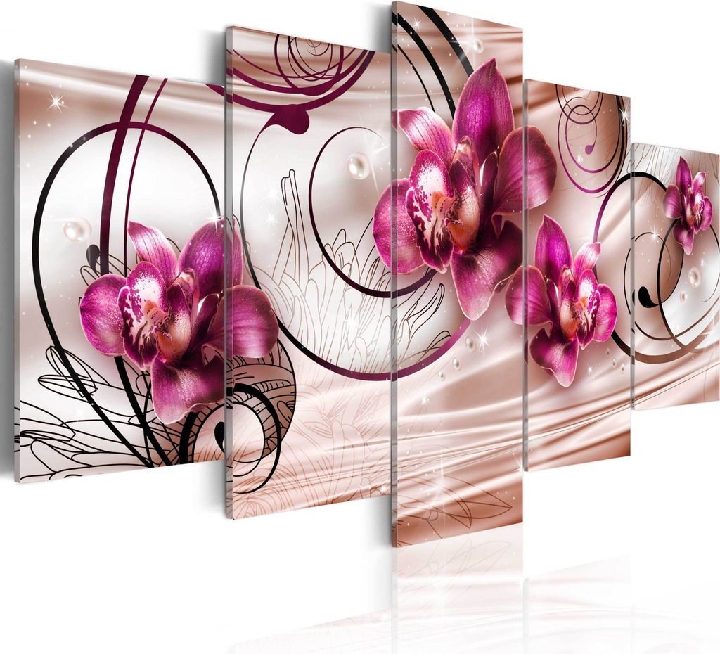 Leinwandbilder 200x100 cm 020110- 148 Vlies Leinwandbild 5 tlg Kunstdruck modern Wandbilder XXL Wanddekoration Design Wand Bild BLUMEN