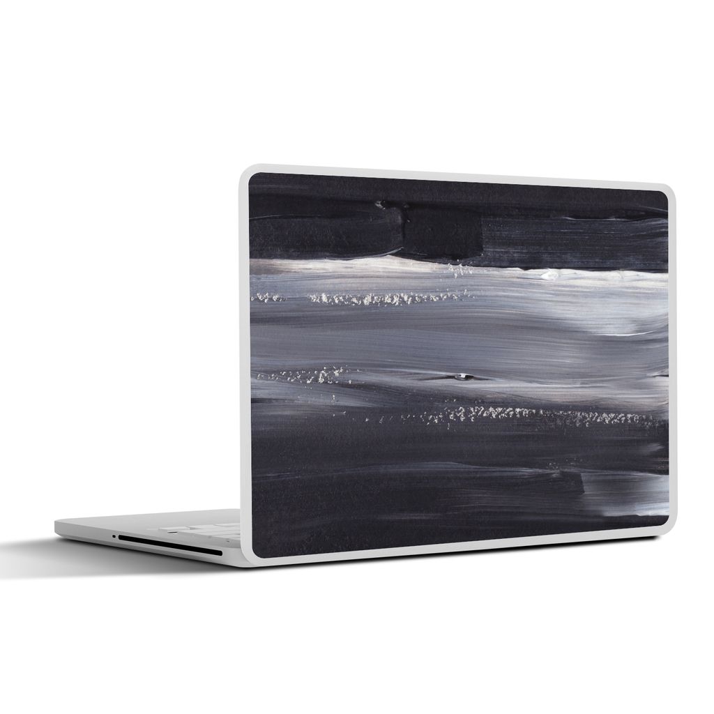 MuchoWow Laptop Aufkleber Sticker Cover Farbe - Abstrakt - Schwarz 32.5x23.5 cm - Sticker für Laptop - Selbstklebend