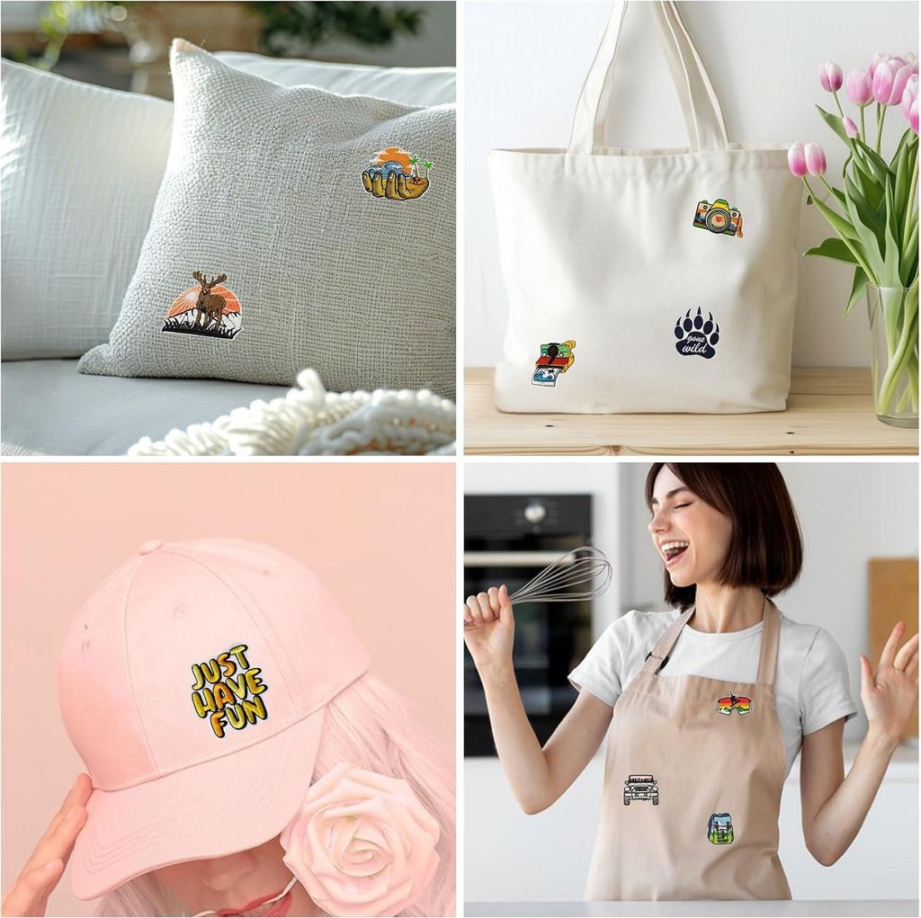 Gestickte Aufbügelbare Patches - 20 Stück für Outdoor-Camping und Nähen - Reparatur für Jeans, Jacken, Kleidung - DIY-Handwerk