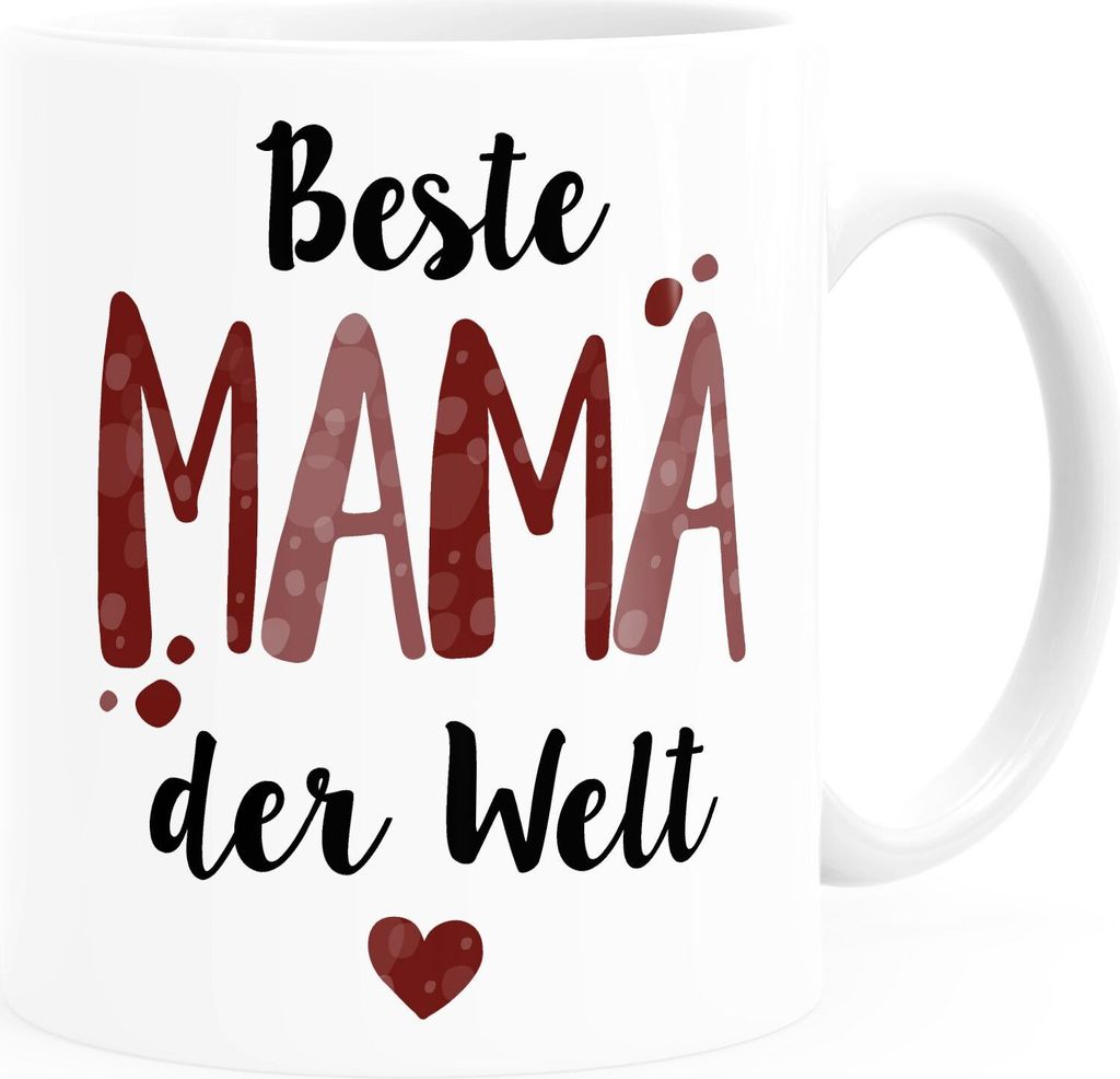 Kaffee-Tasse Beste Mama/Bester Papa der Welt Herz Geschenk für Eltern Vater Mutter Muttertag Vatertag Moonworks Mama 1 weiß Keramik-Tasse