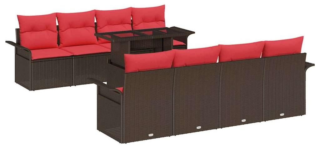 Gartensofa-set mit Kissen 8 pcs Braun Poly-Rattan