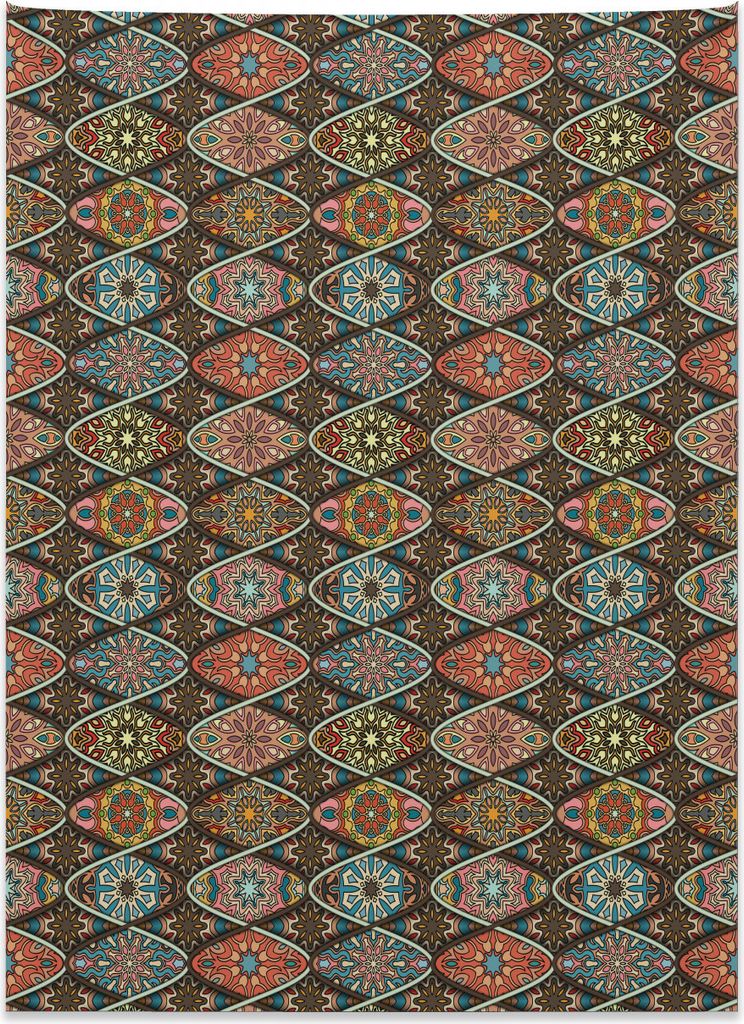 Abakuhaus Mandala Wandteppich, Ostkultur Henna aus Weiches Mikrofaser Stoff Kein Verblassen Klare Farben Waschbar, 110 x 150 cm, Mehrfarbig