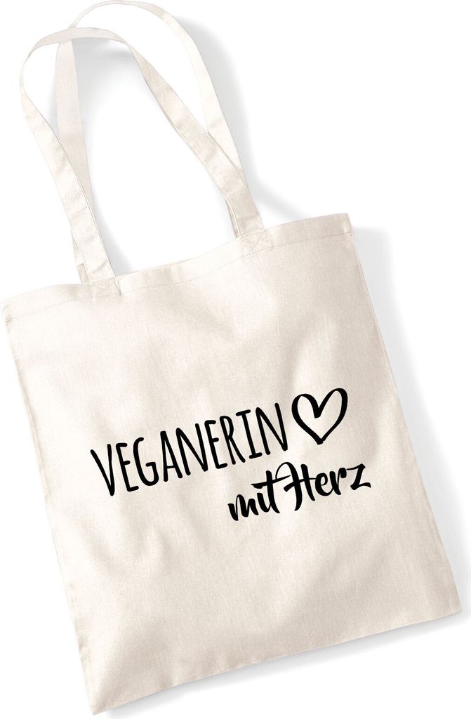 Huuraa Jutebeutel Veganierin mit Herz 10 Liter Natural Baumwolle Tasche Geschenkidee