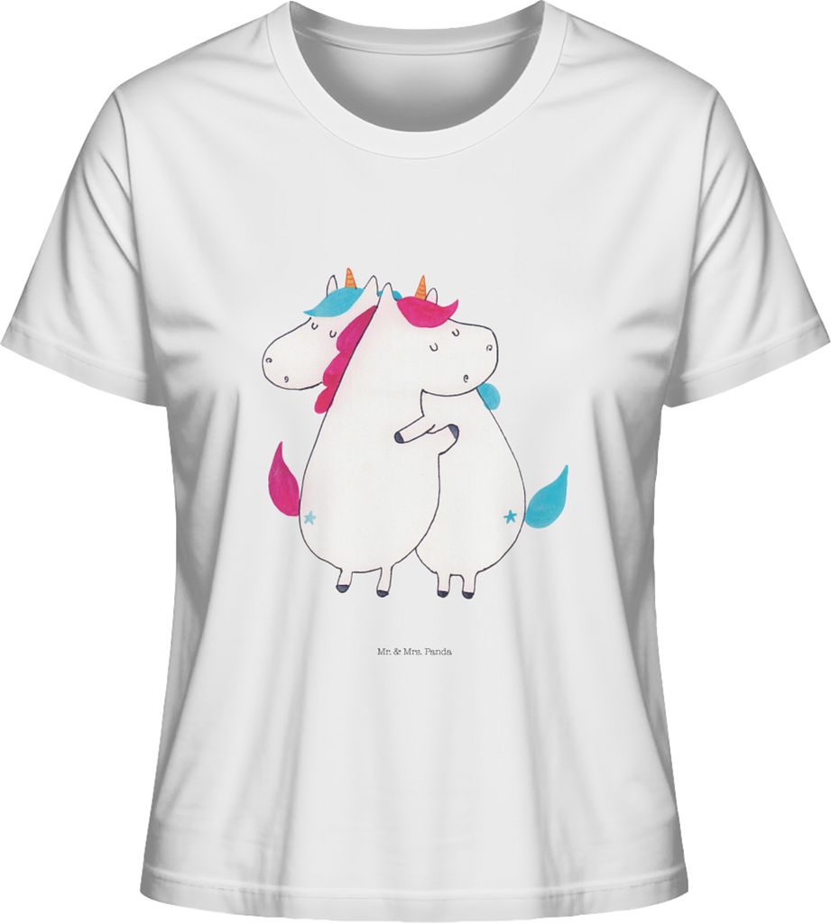 Mr. & Mrs. Panda Frauen T-Shirt Einhörner Umarmen Größe S - Weiß - Geschenk, damen shirt, Familie, Einhorn, Schwester, Basic, Schwestern, für,...