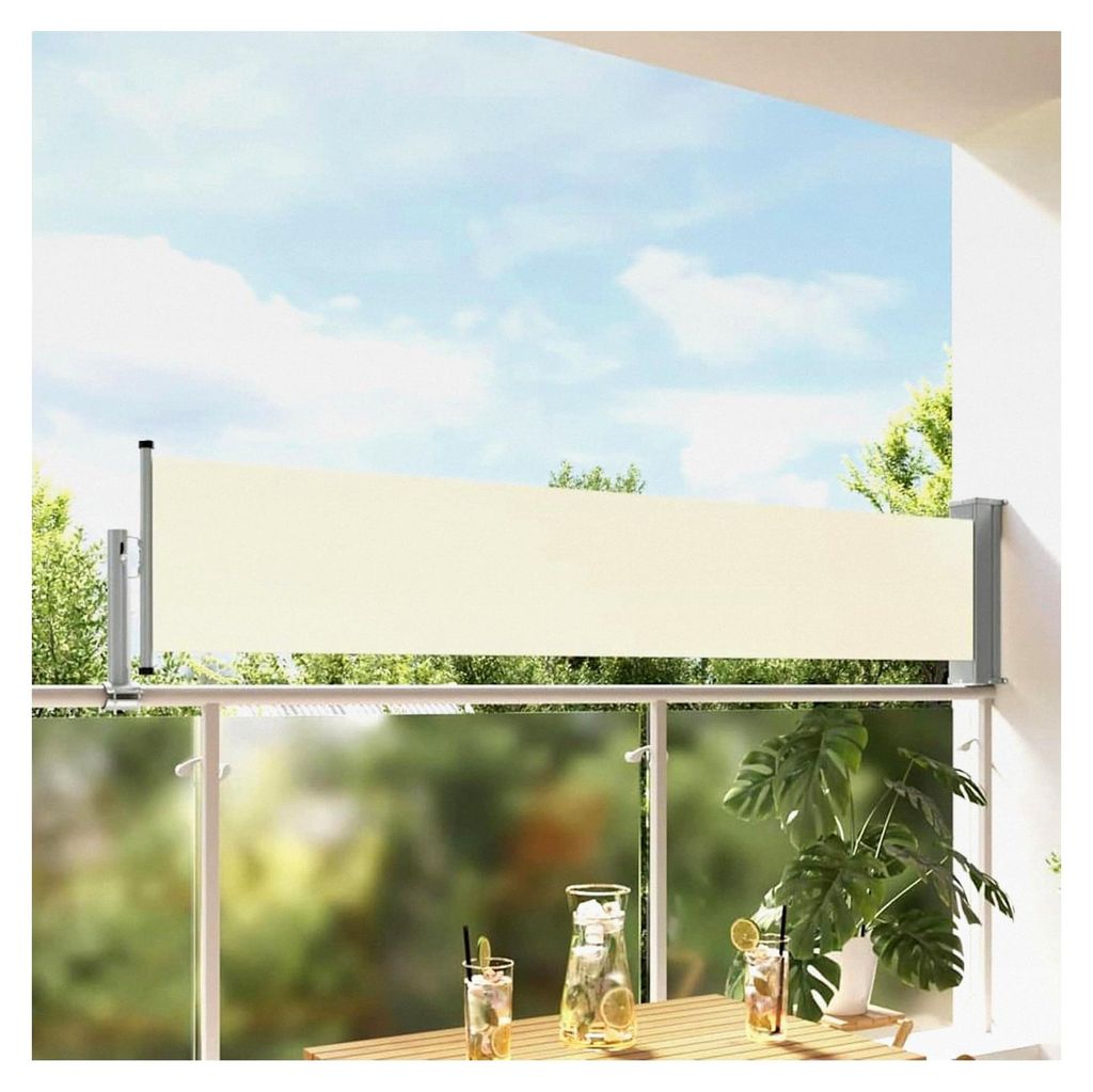 Terrassenmarkise Creme/Grau 60x300cm, UV- und wasserbeständig, automatisch, für Balkon oder Terrasse