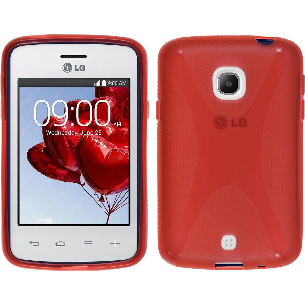 PhoneNatic Case kompatibel mit LG L30 - rot Silikon Hülle X-Style + 2 Schutzfolien