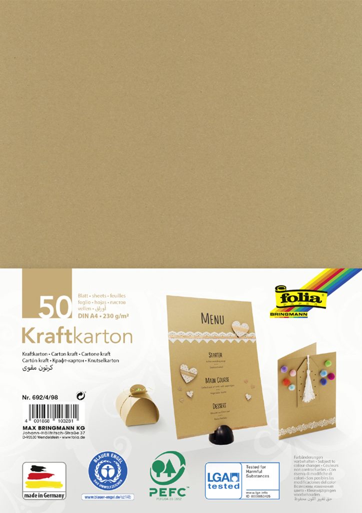 Folia Tonpapier Hochrot - 10 Blatt 50x70 Cm 130g/m² Bastelpapier