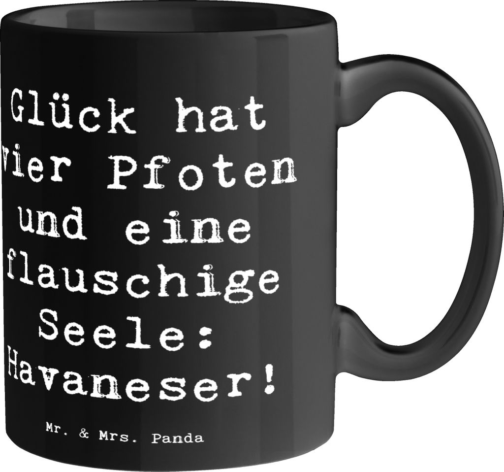 Mr. & Mrs. Panda Tasse Spruch Havaneser Glück - Schwarz - Geschenk, Charakter, Hunderassen Vielfalt, Teetasse, Pflege, Seelentröster, Kaffeetasse...