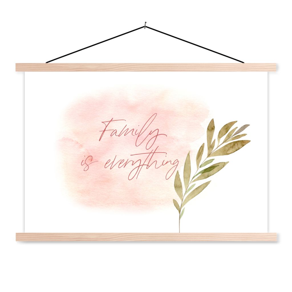 MuchoWow Textilposter Zitate - Sprichwörter - Familie ist alles 60x40 cm mit holzfarbenen Rahmen - Bilder