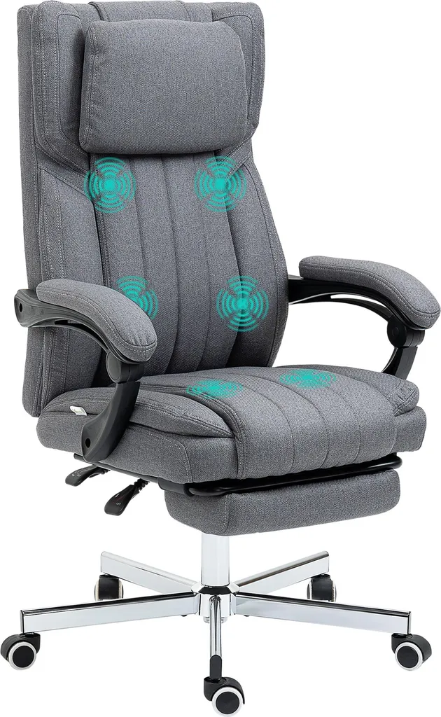 Fauteuil de bureau ergonomique massant Fortuna Lai inclinable en gris