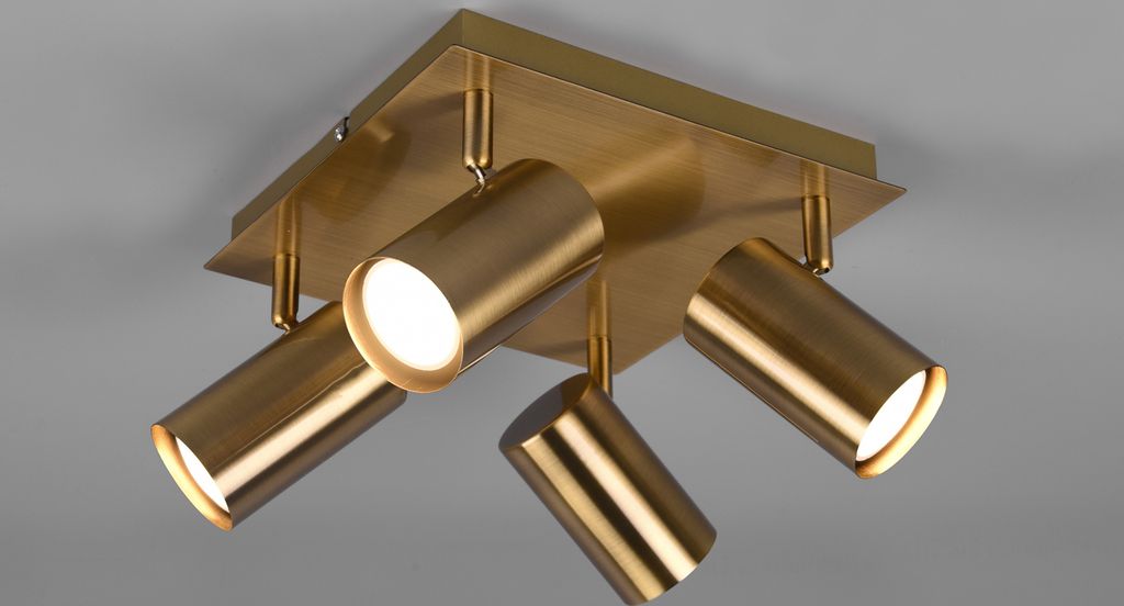 Deckenstrahler 4-flammig Spots schwenkbar in Altmessing Flurlampe Treppenhaus