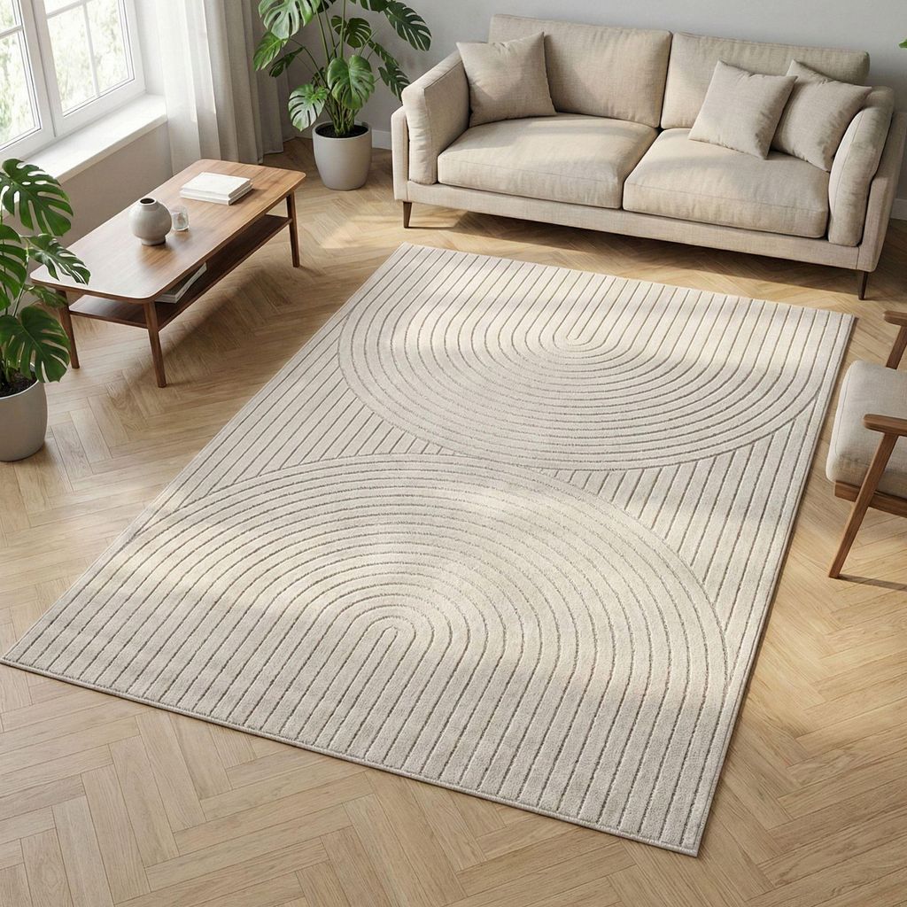 Carpetsale24 Outdoor Teppich, Modern Boho Design, 3D Effekt, Robust und UV-Beständig, ideal für Terrasse Wohnzimmer & Küche, Grösse: 160x230 cm